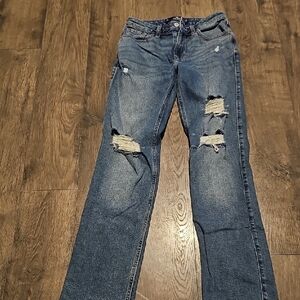 Hollister Distressed Jeans Size OR Waist 24 Length 31 Women Straight Leg